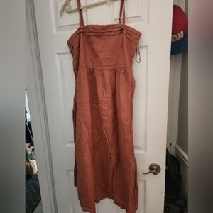 Joie Rust Midi Spaghetti Strap Sundress